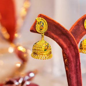 Aanandita Golden Designer Peacock Jhumka