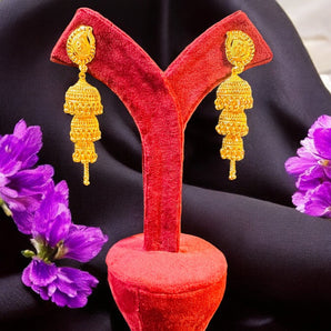 Aanandita Beautiful Gold 3 layer Pattern jhumka