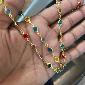 Aanandita golden designer navratan chain