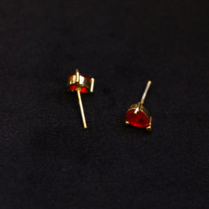 Red Beautiful Shape Golden Stud Earrings