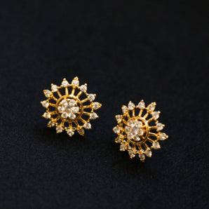 Aanandita Golden Blooming Flower Stud Earrings