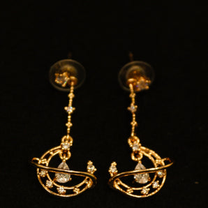 Aanandita Moon Rose Gold Diamond Drop Earrings