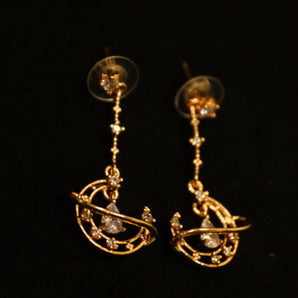 Aanandita Moon Rose Gold Diamond Drop Earrings