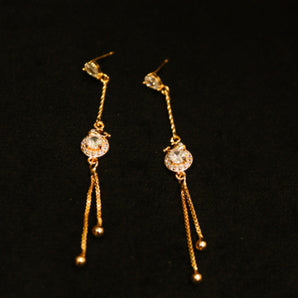 Aanandita Rose Gold AD Diamond Chandelier Earrings