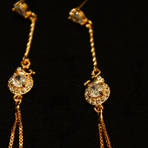 Aanandita Rose Gold AD Diamond Chandelier Earrings