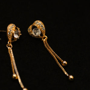 Aanandita Rose Gold Heart Diamond Ad Hanging Earrings