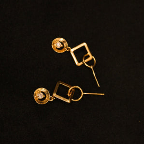 Aanandita Rose Gold Square AD Beautiful Earrings