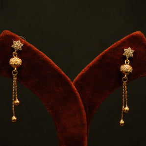 Aanandita Golden AD Star And Ball Hanging Earrings