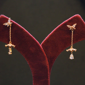 Aanandita Golden Butterfly Long Earring