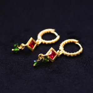 Aanandita Golden Beautiful Earring With Red Stone