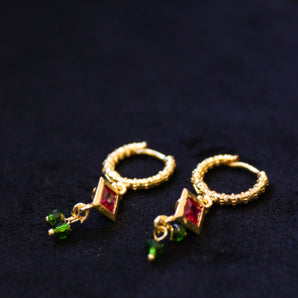 Aanandita Golden Beautiful Earring With Red Stone