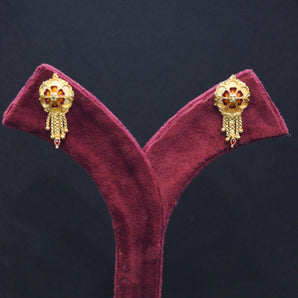 Aanandita Beautiful Meena Flower Gold Earrings