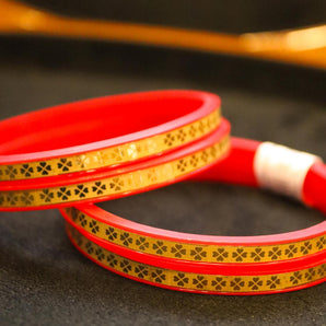 Aanandita Red Gold Dailywear Bangle