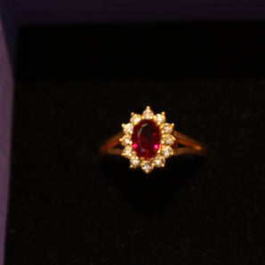 Aanandita Red Stone Golden Ring