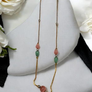 Aanandita golden designer pink beads chain