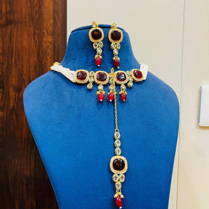 Aanandita pearl red neckpiece