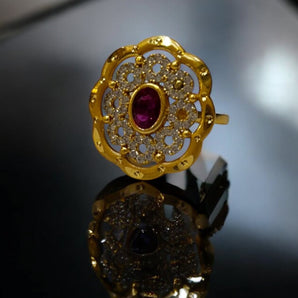 Aanandita designer Ruby diamond Jodha ring