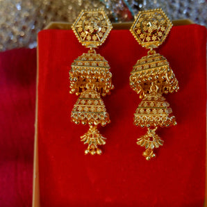 Gold 3layer Jaali jhumki