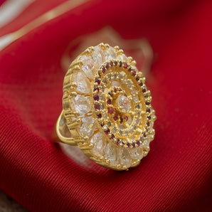 Aanandita Golden Big Jodha Adjustable Finger Ring