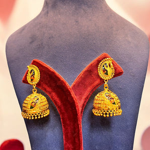 Aanandita Golden Designer Peacock Jhumka