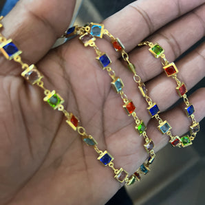 Aanandita golden designer navratan chain