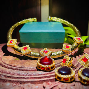 Aanandita hasali red  Necklace Set