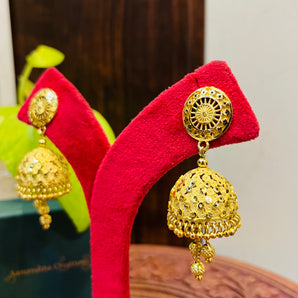 Aanandita gold syroski jhumki earring