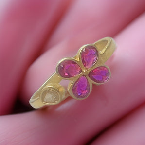 Aanandita Golden Ruby Diamond Adjustable Ring