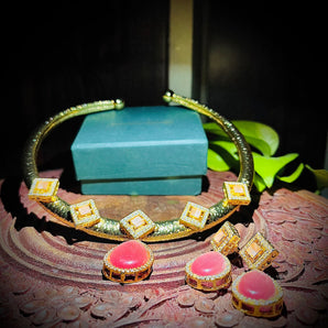 Aanandita hasali pink  Necklace Set