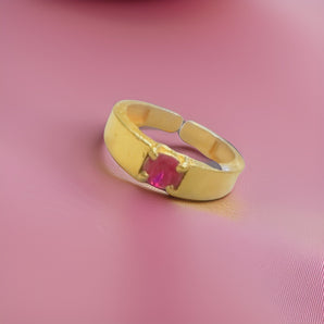 Aanandita Golden Ruby Adjustable Ring