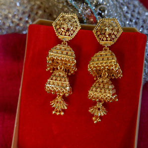 Gold 3layer Jaali jhumki