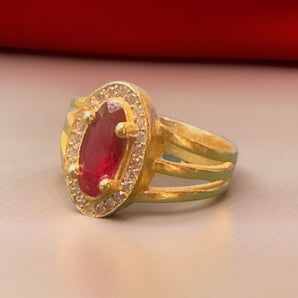 Aanandita Golden New Design Ruby Ring