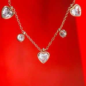 Aanandita Golden Heart Charm Pendant AD Chain