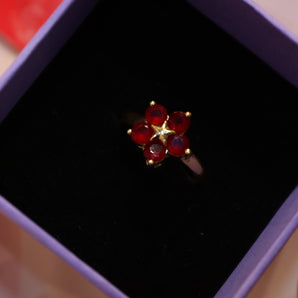 Aanandita Golden Beautiful Red AD Flower Ring