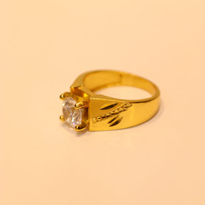 Aanandita Golden Modern White AD Ring