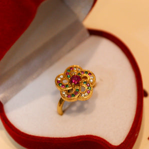 Aanandita Coloured AD Flower Ring