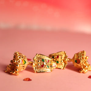 Aanandita Golden Meena Jhumki Earring