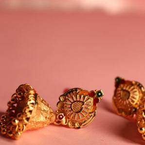 Aanandita Golden Teardrop Mina Jhumki