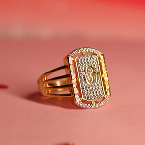 Aanandita Golden Modern OM Mens Ring