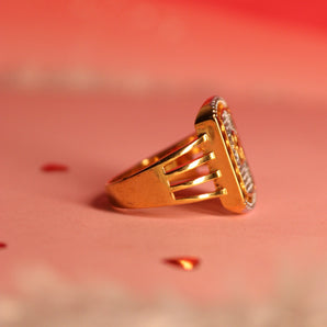 Aanandita Golden Modern OM Mens Ring