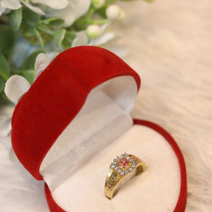 Aanandita Golden Engagement Ring With AD