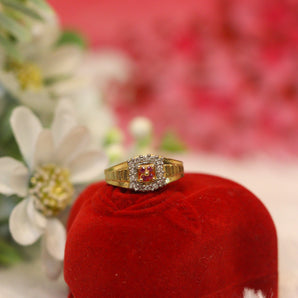 Aanandita Golden Engagement Ring With AD