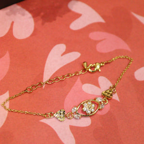 Aanandita Gold Look Chain Bracelet AD Work