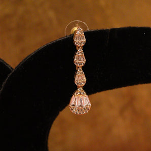 Aanandita Golden Long Drop AD Earring