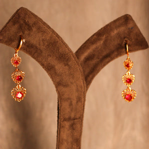 Aanandita Golden Pink AD Flower Drop Earring