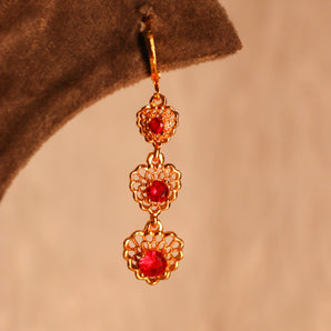 Aanandita Golden Pink AD Flower Drop Earring