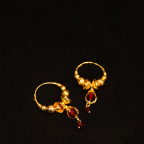 Aanandita Red Designer Gold Bali Earrings