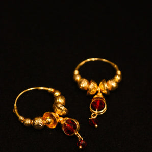 Aanandita Red Designer Gold Bali Earrings