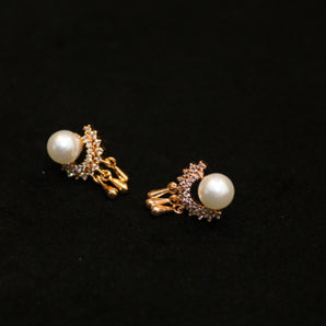 Aanandita Rose Gold Pearl AD Stud Earrings