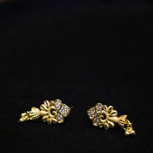 Aanandita Golden AD Flower Hanging Earrings